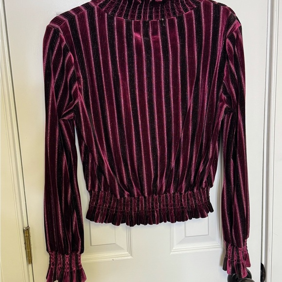 Moon River Red and Black Ribbed Mock Neck - Picture 6 of 7